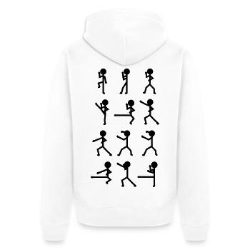 Karateka Strichmännchen - Unisex Premium Bio Zip Hoodie - Weiß - Hinten - Thijin (182cm)