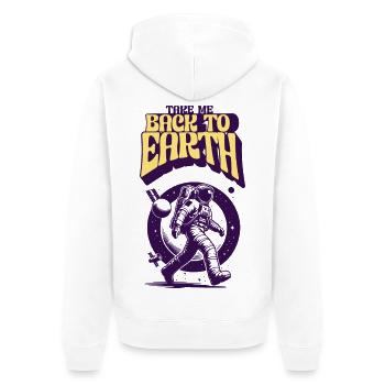 Zurück zur Erde Astronaut - Unisex Premium Bio Zip Hoodie - Weiß - Hinten - Thijin (182cm)