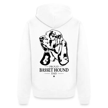 Basset Hound Dad Hunde Hund Wilsigns - Unisex Premium Bio Zip Hoodie - Weiß - Hinten - Thijin (182cm)