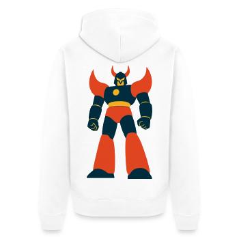 Mecha Giant Japan - Unisex Premium Bio Zip Hoodie - Weiß - Hinten - Thijin (182cm)
