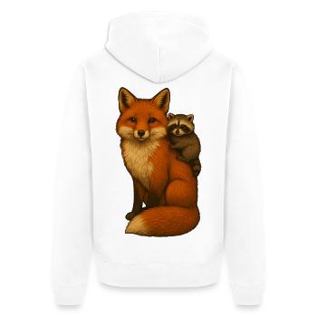 Fuchs und Waschbär - Unisex Premium Bio Zip Hoodie - Weiß - Hinten - Thijin (182cm)