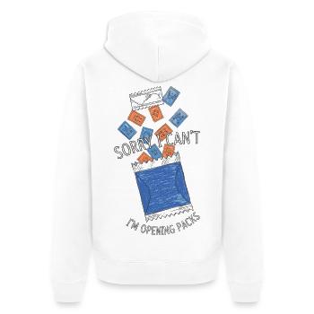 Tut mir leid, ich kann nicht. Ich öffne Packs, Sammelkarten. - Unisex Premium Bio Zip Hoodie - Weiß - Hinten - Thijin (182cm)