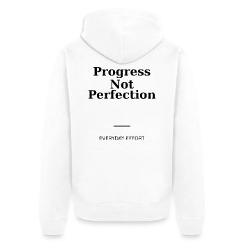 Fortschritt statt Perfektion - Unisex Premium Bio Zip Hoodie - Weiß - Hinten - Thijin (182cm)