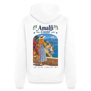 Amalfi Coastal Vue: Robe estivale - Veste à capuche bio Premium Unisexe - blanc - Dos - Thijin (182cm)