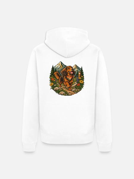 Wanderdackel - Unisex Premium Bio Zip Hoodie - Weiß