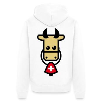 Schweizer Kuh Mit Glocke (Schweiz / Fahne / 3C) - Unisex Premium Bio Zip Hoodie - Weiß - Hinten - Thijin (182cm)