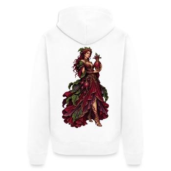 Vine Queen im Rubinroten Rokoko - Unisex Premium Bio Zip Hoodie - Weiß - Hinten - Thijin (182cm)