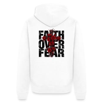 Faith Over Fear Jesus Christliches Motiv Geschenk - Unisex Premium Bio Zip Hoodie - Weiß - Hinten - Thijin (182cm)