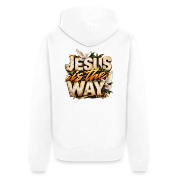 Jesus Is The Way Jesus ist der Weg Christ Design - Unisex Premium Bio Zip Hoodie - Weiß - Hinten - Thijin (182cm)