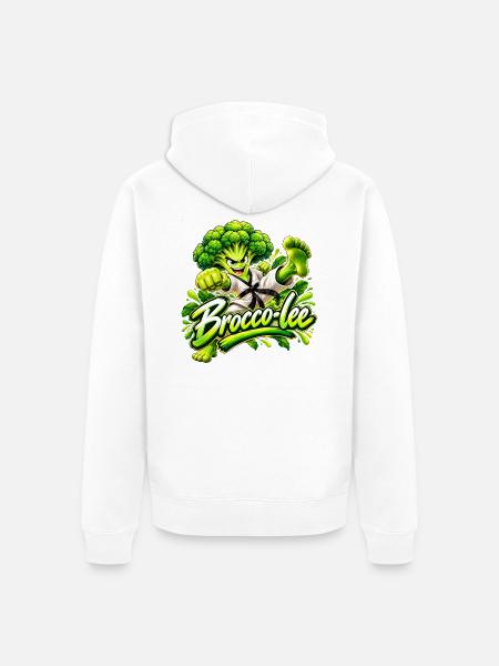Brocco-Lee Karate Kraft - Unisex Premium Bio Zip Hoodie - Weiß