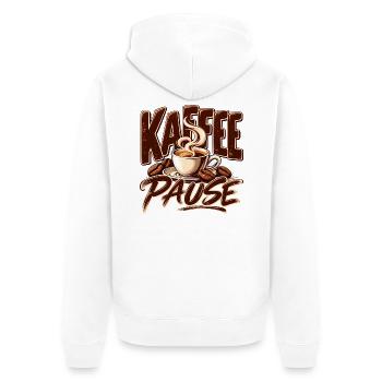 Kaffee Pause Schöne Geschenkidee für den Büro - Unisex Premium Bio Zip Hoodie - Weiß - Hinten - Thijin (182cm)