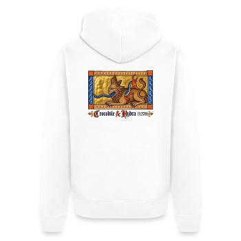 Krokodil & Hydra (1270) - Unisex Premium Bio Zip Hoodie - Weiß - Hinten - Thijin (182cm)