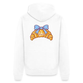 Croissant mit blauer Schleife – fröhlicher Pastellmuster - Unisex Premium Bio Zip Hoodie - Weiß - Hinten - Thijin (182cm)