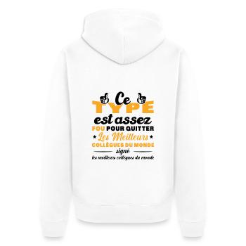 Départ Collègue de Travail Nouvel Emploi Retraite - Veste à capuche bio Premium Unisexe - blanc - Dos - Thijin (182cm)