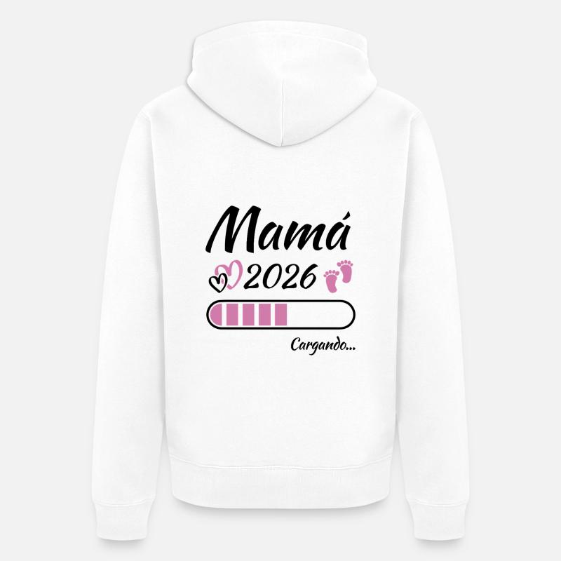 Werdende Mutter 2026 Loading - Unisex Premium Bio Zip Hoodie - Weiß