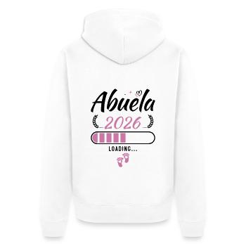 Oma 2026 Lädt Zukunft Oma - Unisex Premium Bio Zip Hoodie - Weiß - Hinten - Thijin (182cm)