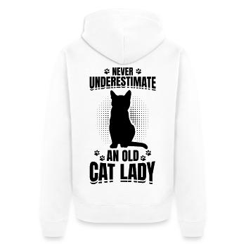 Cat Granny - Unisex Premium Organic Zip Hoodie - white - Back - Thijin (182cm)
