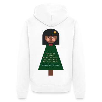 Weihnachtsgruß-Puppe im Grün - Unisex Premium Bio Zip Hoodie - Weiß - Hinten - Thijin (182cm)