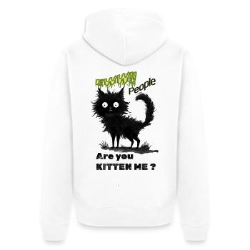 Skurrile schwarze Katze - Unisex Premium Bio Zip Hoodie - Weiß - Hinten - Thijin (182cm)