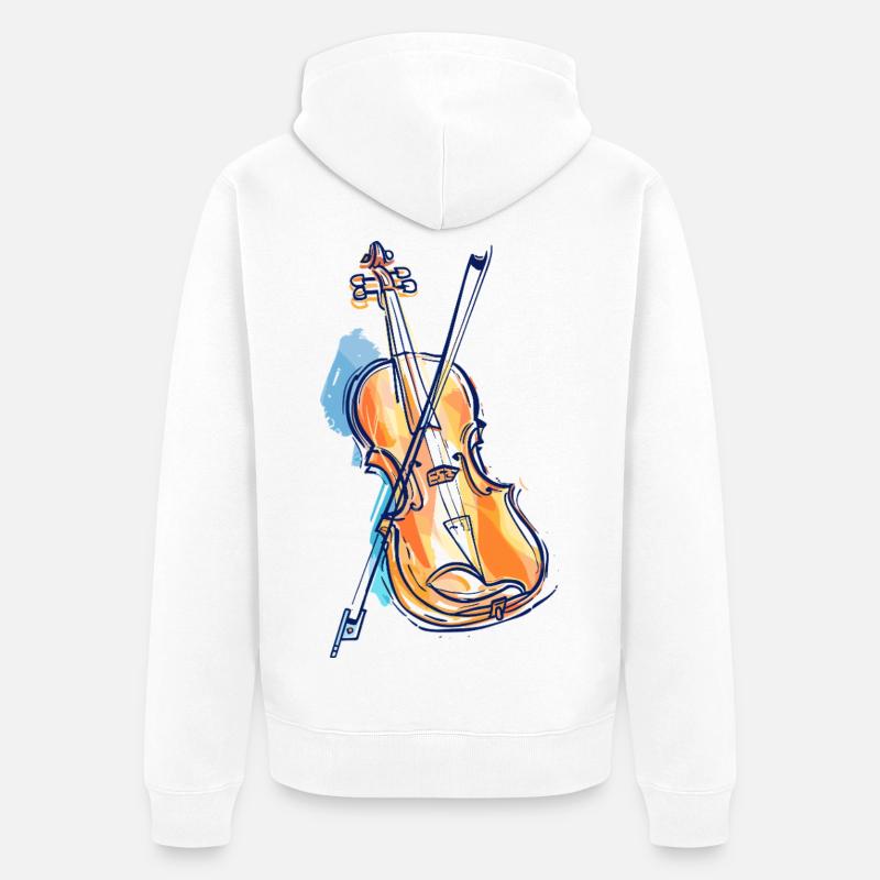 Dessin de violon - Veste à capuche bio Premium Unisexe - blanc