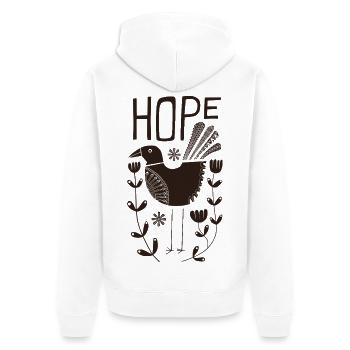 Hopeful Bird with Floral Motifs - Unisex Premium Organic Zip Hoodie - white - Back - Thijin (182cm)