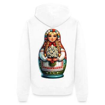 Matryoshka in Russian Matryoshka Doll Russian - Unisex Premium Organic Zip Hoodie - white - Back - Thijin (182cm)