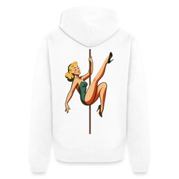 Pole Dance Pole Dancer Blonde Retro 50s Gift - Unisex Premium Organic Zip Hoodie - white - Back - Thijin (182cm)