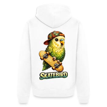 Skatebird – Perroquet tropical avec skateboard & Ca - Veste à capuche bio Premium Unisexe - blanc - Dos - Thijin (182cm)
