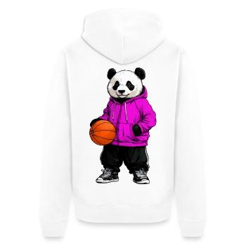 Panda de basket-ball - Veste à capuche bio Premium Unisexe - blanc - Dos - Thijin (182cm)