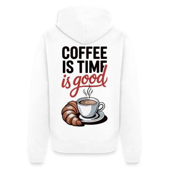 Chemise Coffee Is Good - Motif rétro du café - Veste à capuche bio Premium Unisexe - blanc - Dos - Thijin (182cm)