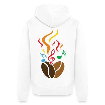 Coffee beans with music notes - Unisex Premium Organic Zip Hoodie - white - Back - Thijin (182cm)