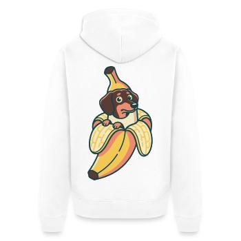 Dackel Banane - Unisex Premium Bio Zip Hoodie - Weiß - Hinten - Thijin (182cm)