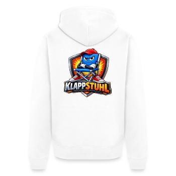 Klapstuhl Kämpfer Logo - Unisex Premium Bio Zip Hoodie - Weiß - Hinten - Thijin (182cm)