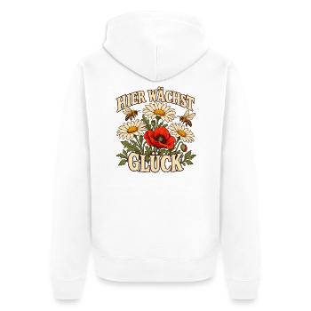 Hier wächst Glück - Unisex Premium Bio Zip Hoodie - Weiß - Hinten - Thijin (182cm)
