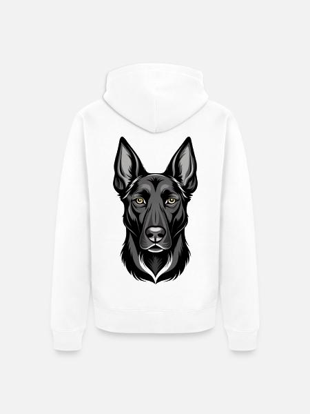 Belgischer Malinois-Hundekopf - Unisex Premium Bio Zip Hoodie - Weiß
