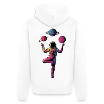 Vintage Lotus Meditating Astronaut Zen Yoga Planet - Unisex Premium Bio Zip Hoodie - Weiß - Hinten - Thijin (182cm)