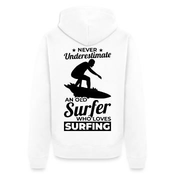 Surfer Grandpa - Unisex Premium Organic Zip Hoodie - white - Back - Thijin (182cm)