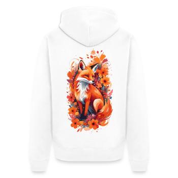 Fuchs Blumen Fuchsliebhaber Geschenk Waldtier - Unisex Premium Bio Zip Hoodie - Weiß - Hinten - Thijin (182cm)