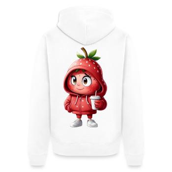 Strawberry Hoodie Hero - Unisex Premium Organic Zip Hoodie - white - Back - Thijin (182cm)