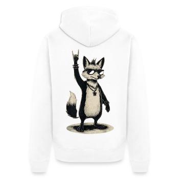 Renard berçant avec lunettes de soleil signe de main - Veste à capuche bio Premium Unisexe - blanc - Dos - Thijin (182cm)