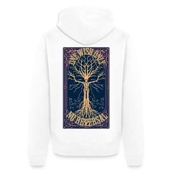Mystic Willow Wish Tarot T-Shirt - Dark Aesthetic  - Unisex Premium Bio Zip Hoodie - Weiß - Hinten - Thijin (182cm)