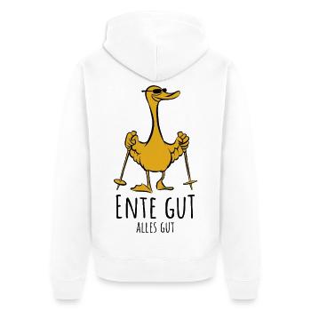 Ente gut alles gut | Stockente Nordic Walking - Unisex Premium Bio Zip Hoodie - Weiß - Hinten - Thijin (182cm)