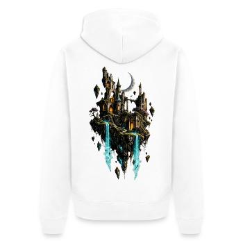 Mondlichtkönigreich mit Wasserfällen - Unisex Premium Bio Zip Hoodie - Weiß - Hinten - Thijin (182cm)