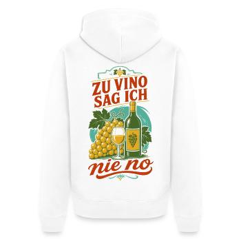 Wein Zu Vino Sag Ich Nie No Weinkenner - Unisex Premium Bio Zip Hoodie - Weiß - Hinten - Thijin (182cm)