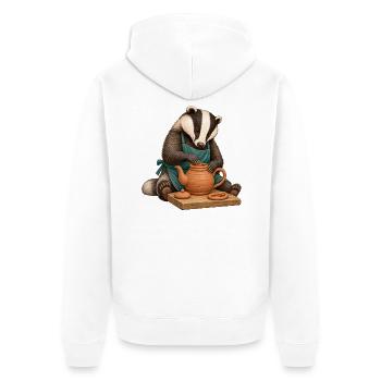 Dachs formt eine Ton-Teekanne - Unisex Premium Bio Zip Hoodie - Weiß - Hinten - Thijin (182cm)