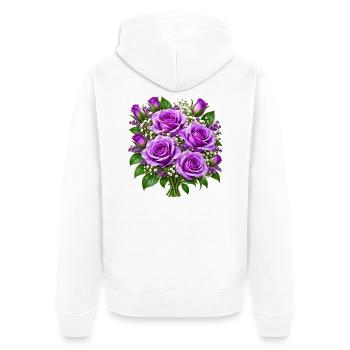 Lavendelrosen-Straußdruck - Unisex Premium Bio Zip Hoodie - Weiß - Hinten - Thijin (182cm)