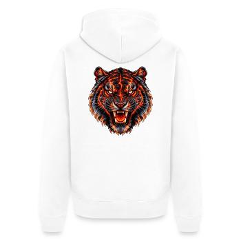 Brennender Lava-Tiger - Unisex Premium Bio Zip Hoodie - Weiß - Hinten - Thijin (182cm)