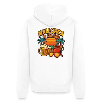 Mallorca ruft - Unisex Premium Bio Zip Hoodie - Weiß - Hinten - Thijin (182cm)