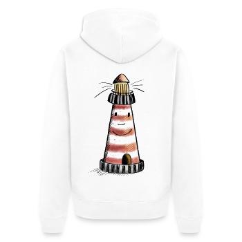 Kleiner Leuchtturm - Nordsee - Urlaub - Comic - Unisex Premium Bio Zip Hoodie - Weiß - Hinten - Thijin (182cm)