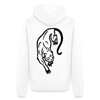 Schwarze Panther-Silhouette - Unisex Premium Bio Zip Hoodie - Weiß - Hinten - Thijin (182cm)